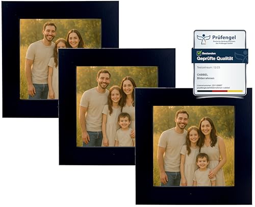 CABBEL Bilderrahmen 10x10 cm aus MDF | Acrylglas bruchsicher | Schwarz | 3er Pack | Quadratischer Fotorahmen zum Aufstellen oder Aufhängen | Modern & stabil CABBEL Bilderrahmen 10x10 cm aus MDF | Acrylglas bruchsicher | Schwarz | 3er Pack | Quadratischer Fotorahmen zum Aufstellen oder Aufhängen | Modern & stabil von CABBEL