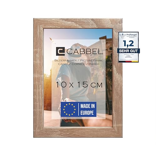 CABBEL Bilderrahmen 10x15 cm, Mokka, stabiles MDF-Holz Rahmen, bruchsicherem Plexi-Glas, zum Aufhängen & Aufstellen, ideal für Fotos/Bilder/Collage von CABBEL
