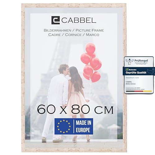 CABBEL 1x Bilderrahmen 60x80 cm Birke Rahmen 1-Pack | Dokumentenrahmen, Collage, Poster | MDF Holz-Posterrahmen Acrylglas | Picture Frame, Puzzlerahmen, Bilder, Fotorahmen zum Aufhängen von CABBEL