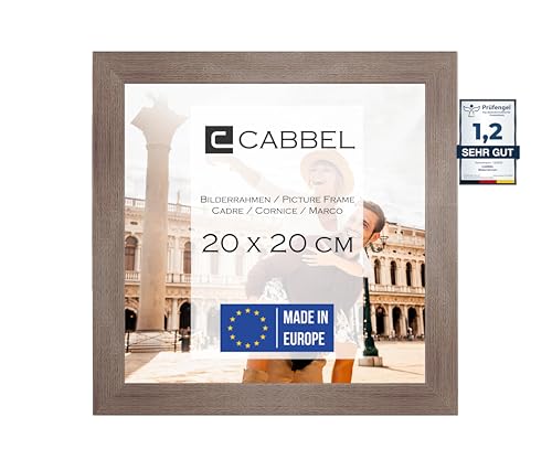 CABBEL Bilderrahmen 20x20 cm, Eiche Dunkel, stabiles MDF-Holz Rahmen, bruchsicherem Plexi-Glas, zum Aufhängen & Aufstellen, ideal für Fotos/Bilder/Collage von CABBEL