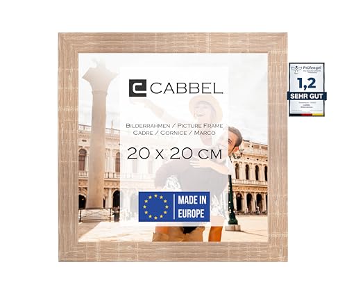 CABBEL Bilderrahmen 20x20 cm, Mokka, stabiles MDF-Holz Rahmen, bruchsicherem Plexi-Glas, zum Aufhängen & Aufstellen, ideal für Fotos/Bilder/Collage von CABBEL