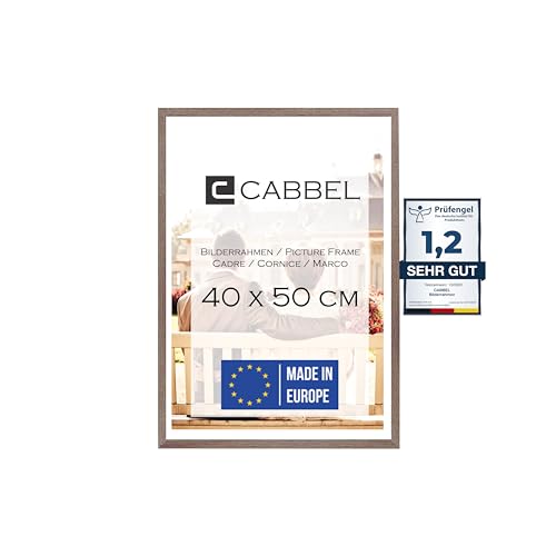 CABBEL Bilderrahmen 40x50 cm, Eiche Dunkel, stabiles MDF-Holz Rahmen, bruchsicherem Plexi-Glas, zum Aufhängen, ideal für Fotos/Bilder/Collage von CABBEL