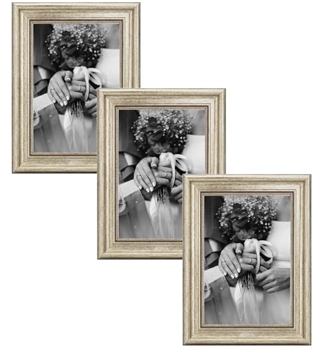 CABBEL Bilderrahmen A4 21x30 cm Silber – 3er-Set im Vintage Barockstil mit bruchsicherem Acrylglas – Ideal für Poster, Fotos & Urkunden – Dekorativ für Büro & Wohnzimmer von CABBEL
