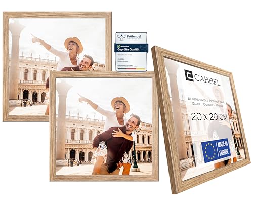 CABBEL Dreierpack (3 Stk.) Bilderrahmen 20x20 cm MDF Holz-Rahmen in Eiche | mit bruchsicherem Plexi-Glas/Modern von CABBEL