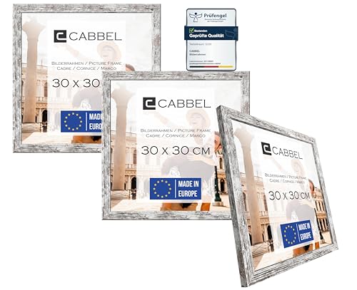 CABBEL Dreierpack (3 Stk.) Bilderrahmen 30x30 cm MDF Holz-Rahmen in Birke | mit bruchsicherem Plexi-Glas/Modern von CABBEL