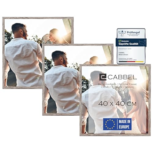 CABBEL Dreierpack (3 Stk.) Bilderrahmen 40x40 cm MDF Holz-Rahmen in Eiche Dunkel | mit bruchsicherem Plexi-Glas/Modern von CABBEL