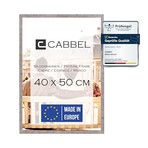 CABBEL Einzelpack (1 STK.) Bilderrahmen 40x50 cm MDF Holz-Rahmen in Grau (Beton) | mit bruchsicherem Plexi-Glas/Modern von CABBEL