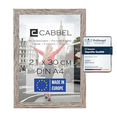 CABBEL Einzelpack (1 STK.) Bilderrahmen DIN A4 21x30 MDF Holz-Rahmen in Eiche Dunkel | mit bruchsicherem Plexi-Glas/Modern von CABBEL