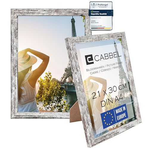 CABBEL Zweierpack (2 Stk.) Bilderrahmen DIN A4 21x30 MDF Holz-Rahmen in Birke | mit bruchsicherem Plexi-Glas/Modern von CABBEL