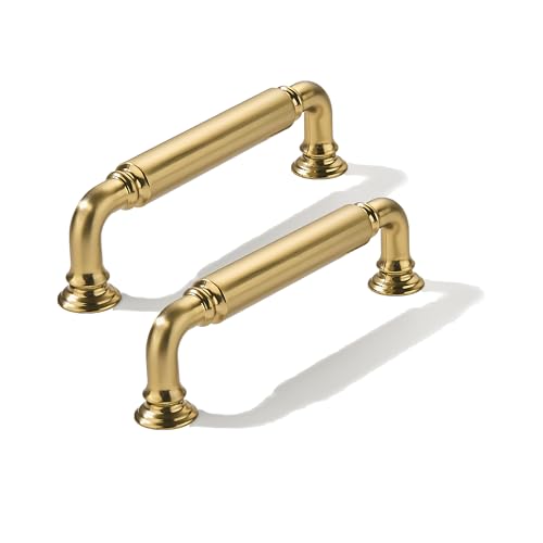 CABDM 10 Stück 9,5 cm Loch in der Mitte Champagner Bronze robuste massive Schrankgriffe geeignet für Schränke, Kommoden, Küchen und Badezimmerschränke. von CABDM