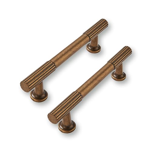 CABDM Schrankgriffe aus antikem Messing, 96 mm, massiv, robust, für Küchenschränke, Schubladen, Schrank-Hardware für Schränke, 5 Stück von CABDM