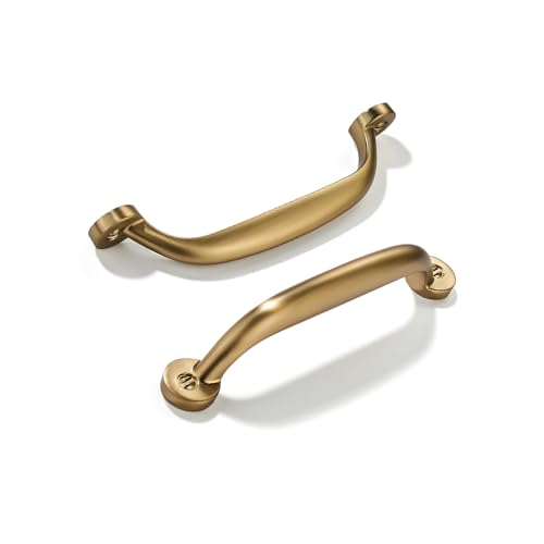 CABDM Schrankgriffe aus gebürstetem Messing, 10,2 cm Lochmitte, robust, solide Schubladengriffe, Küche, Waschtisch, Badezimmer, 2 Stück von CABDM