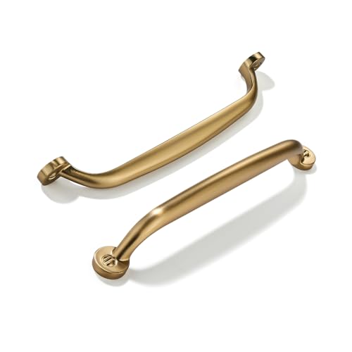 CABDM Schrankgriffe aus gebürstetem Messing, 15,2 cm Lochmitte, robust, solide Schubladengriffe, Küche, Waschtisch, Badezimmer, 2 Stück von CABDM