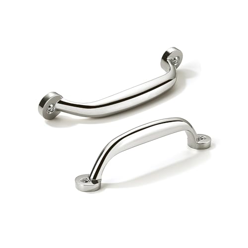 CABDM Schrankgriffe aus poliertem Nickel, 10,2 cm Lochmitte, robust, solide Schubladengriffe, Küche, Waschtisch, Badezimmer, 2 Stück von CABDM