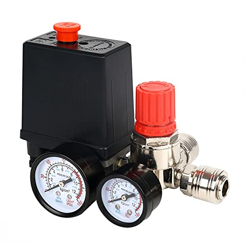 Druckschalter Luftkompressor Druckregler Kompressor mit Manometer Druckschalter Schalter Kompressor Luftkompressor Steuerventil Regler (Weiß) Druckschalter Luftkompressor Druckregler Kompressor mit Manometer Druckschalter Schalter Kompressor Luftkompressor Steuerventil Regler (Weiß) von CABINA HOME