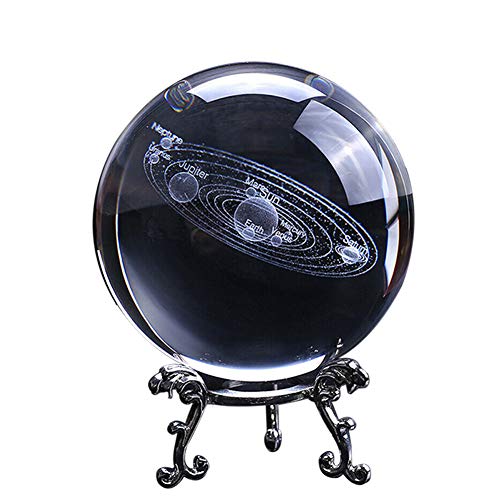 Glaskugel Fotografie Galaxy Kristallkugel Solar System K9 Glas Lensball Fotokugel mit Metall Ständer 3D-Lasergravur Crystal Ball Fotografie Dekoration Geburtstags Weihnachten Geschenk (60 mm) von CABINA HOME