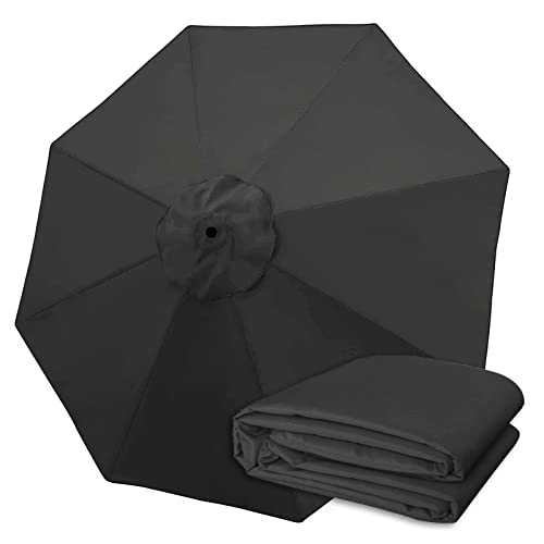 CABINE 270Cm/300Cm Canopy Replacement Parasol Cloth, Waterproof Tear-Resistant Polyester Fabric, for Gazebo Garden Patio/Nero/300Cm/8-Ribs von CABINE