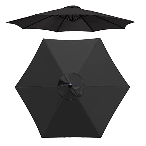 CABINE 6-Ribs/8-Ribs Sunshade Umbrella Canopy Replacement Parasol Cloth, Rechange Parasol Cover for 270Cm/300Cm Diameter/Nero/9Ft - 8Ribs von CABINE
