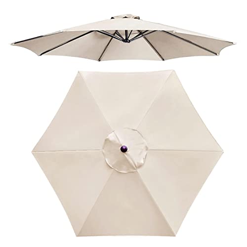 CABINE 6-Ribs Canopy Parasol Cloth Replacement Cover Φ270Cm/Φ300Cm, Patio Umbrella Canopy Rechange Cloth, Waterproof/Off White/270Cm/9Ft von CABINE