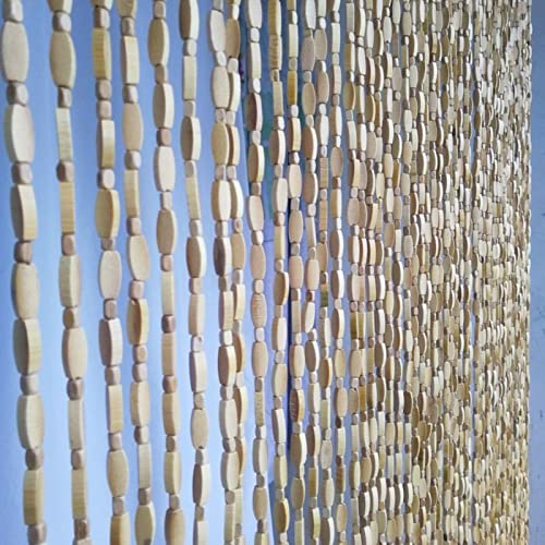 CABINE Perlenholz -Türvorhang, Natürliche Holzschnur Perlenvorhang Für Türen Hängende Dekoration/50 Strands-100 * 160Cm von CABINE