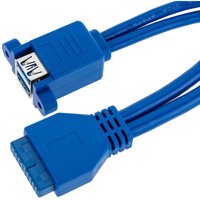 Cablemarkt - 20-Pin auf 2 Ports usb 3.0 Typ a Adapterkabel für Motherboard und pc, Farbe Blau von CABLEMARKT