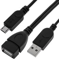 OTG-Kabel mit Micro-USB-Stecker an einem Ende und USB-Typ-A-Buchse und Typ-A-Stecker am anderen Ende für Smartphones und Tablets - Cablemarkt von CABLEMARKT