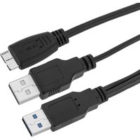 Hochgeschwindigkeits-USB-Kabel mit 2 usb 3.0-Steckern vom Typ a und 1 MicroUSB-Stecker vom Typ b, 130 cm, schwarze Farbe - Cablemarkt von CABLEMARKT