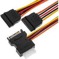 Cablemarkt - Power Connector Duplikator Kabel sata 15P-M + molex auf 2 x sata 15P-F 90 cm von CABLEMARKT