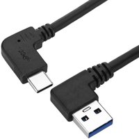 Supespeed USB-Typ-C-3.1-Stecker auf USB-Typ-A-3.1-Stecker, abgewinkeltes Kabel, 3 m, schwarze Farbe - Cablemarkt von CABLEMARKT