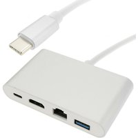 USB-C-Stecker 3.1 auf hdmi, Ethernet RJ45, usb a und usb C-Konverter mit 10 cm langem Kabel in Weiß - Cablemarkt von CABLEMARKT