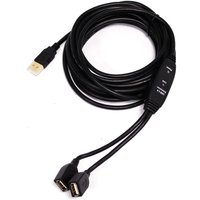 Usb 2.0-Verlängerungskabel mit Typ-A-Stecker auf 2 Typ-A-Buchsen 5 m schwarz - Cablemarkt von CABLEMARKT