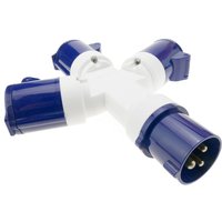 Cablemarkt - Industriestecker-Adapter-Multiplikator CETAC-Stecker auf 3x CETAC-Buchse 2P+E 16A 250V IP44 IEC-60309 von CABLEMARKT