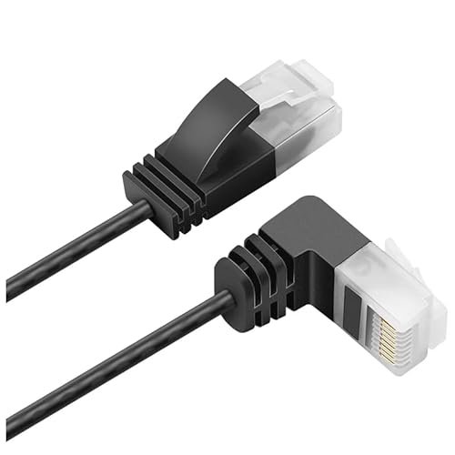 CABLEPELADO - CAT5E UTP Netzwerkkabel 1X 90 Grad - Ethernet-Kabel - Geflochtenes Kabel - RJ45 auf 90° - Kompatibel PC, PS4, PS5, Xbox, Smart TV, Server - Schwarz (3 Meter) von CABLEPELADO