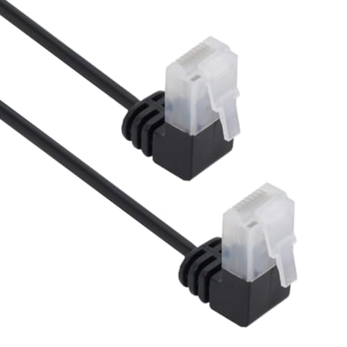 CABLEPELADO Netzwerkkabel, LAN-Kabel, Datenkabel, Gigabit-Kabel, RJ45-Kabel, geflochtenes Kabel, 2 x 90 Grad, Kategorie 5E, kompatibel mit PC, PS4, PS5, Xbox, Smart TV, Server, 3 m, Schwarz von CABLEPELADO