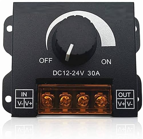 CABLEPELADO Dimmer LED Streifen Dimmer | 12V-24V DC 30A | Schwarz | Mechanischer Drehknopf | MANUELL CABLEPELADO Dimmer LED Streifen Dimmer | 12V-24V DC 30A | Schwarz | Mechanischer Drehknopf | MANUELL von CABLEPELADO