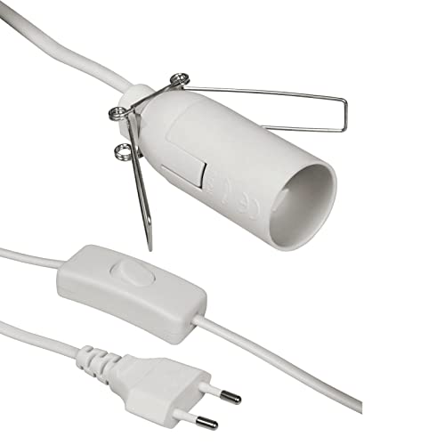 CABLEPELADO E14 Lampenfassung mit Schalter | Lampenadapter E14 | Sockel für E14 | Stecker + Ein-/Ausschalter | Kabel 1,50 Meter | E14-Sockel | Weiß von CABLEPELADO