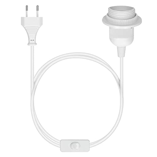 CABLEPELADO Lampenfassung E27 mit Schalter | Lampenadapter E27 | Sockel für Leuchtmittel E27 | Stecker + Ein/Aus-Schalter | Kabel 2 Meter | Fassung E27 | Weiß von CABLEPELADO