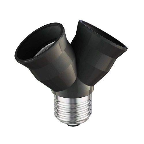 CABLEPELADO Lampenfassung Splitter E27, Sockel für Doppellampen, Splitter für LED-Lampen, maximale Belastung pro Fassung: 15 W, 2 Leuchtmittel in 1, Schwarz von CABLEPELADO