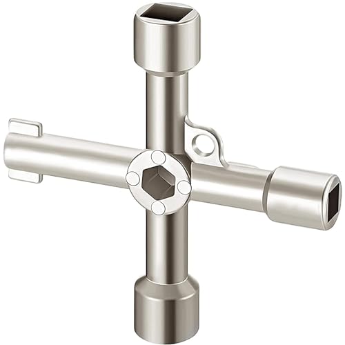 CABLEPELADO Multifunktionsschlüssel mit 4 Zinken, Wasserzähler, elektrischer Schrankschlüssel, Aufzug, Gaszähler, Ventilschlüssel, multifunktionaler Schlüssel, silberfarben von CABLEPELADO