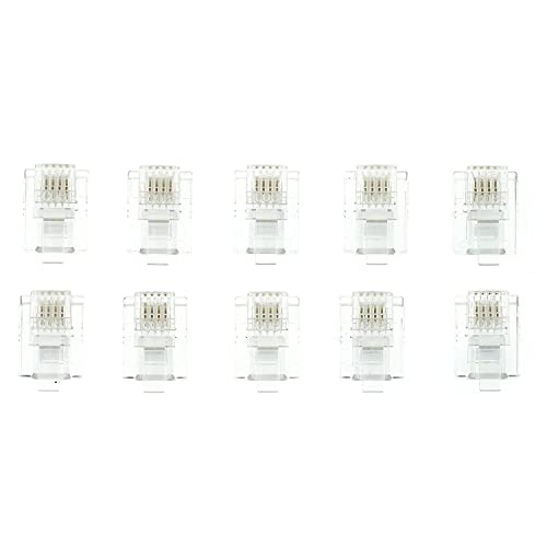 CABLEPELADO RJ11 Anschluss | Modularer Telefonanschluss | 6P4C | 4-polig RJ11 | AWG26 | Geeignet für Telefon-, Fax- und Sprachanwendungen in Heim- oder Büroverkabelungssystemen | 10 Stück von CABLEPELADO