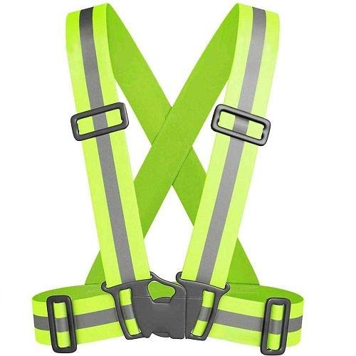 CABLEPELADO Reflektierende Unisex-Sicherheitsweste, hohe Sichtbarkeit, fluoreszierend, verstellbar, Sport, Arbeit, wenig Platz, Pom-Verschluss, Gelb von CABLEPELADO