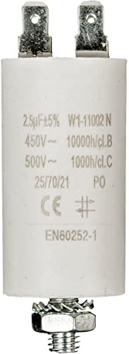 CABLEPELADO Startkondensator für Elektromotor | Permanentkondensator | einphasig | 4 Anschlüsse | geeignet für Pumpen, Kompressoren, Waschmaschinen, Luftmaschinen | 450 VAC | 2,5 uF von CABLEPELADO