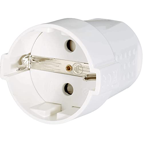 CABLEPELADO Stecker Schuko gerade | Erdungskontaktstecker mit Zugentlastung | Ausgang Kabel hinten | 16 A | 250 V | IP20 | 3,7 kW | Buchse | Weiß von CABLEPELADO