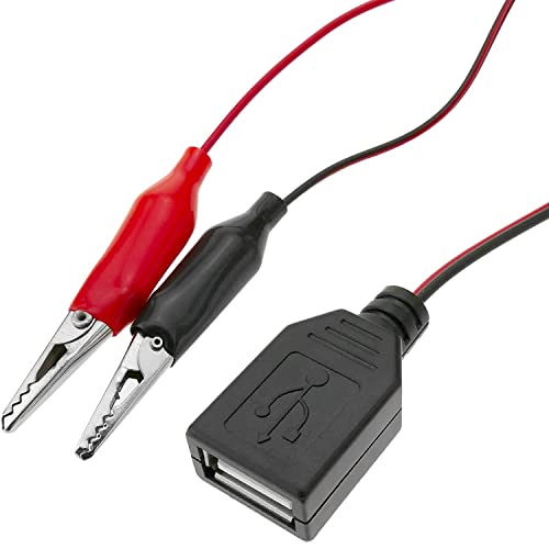 CABLEPELADO 5 V USB Typ A Buchse auf Krokodilklemmen Stromkabel USB Testkabel | Spannung: 5 V DC | Maximaler Arbeitsstrom: 2 A | 18 AWG | 1 Meter | USB-Buchse von CABLEPELADO