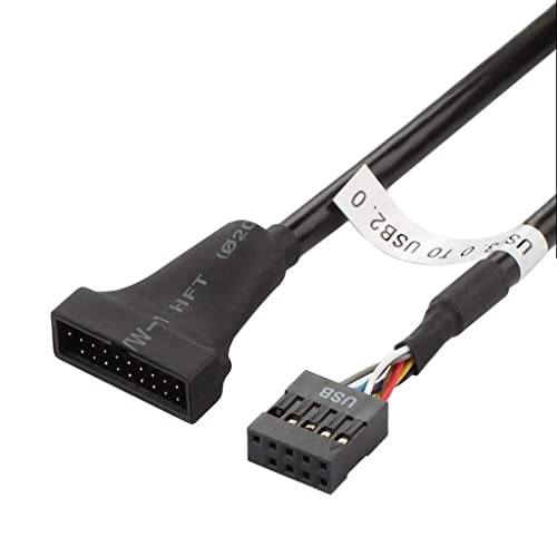 CABLEPELADO USB 2.0-Kabel, 9-polige Buchse auf USB 3.0, 20-poliger Stecker, Konverter-Adapter, USB 9 Pin auf 20 Pin, Datenrate: 480 Mbit/s, 15 cm von CABLEPELADO