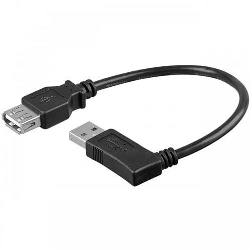 CABLEPELADO USB 2.0 Verlängerungskabel | 90° abgewinkeltes USB-Verlängerungskabel | 480 Mbit/s | Drucker, Maus, Tastatur, Pendrive, PS-Fernbedienung, externer Disk, Computer | Schwarz | 15 cm von CABLEPELADO