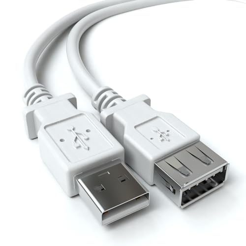 CABLEPELADO USB 2.0 Verlängerungskabel | USB Typ A Stecker auf Buchse | Geschwindigkeit bis zu 480 Mbit/s | Drucker, Maus, Tastatur, USB-Stick, PS-Fernbedienung, externe Scheibe, PC | Beige | 1,80 von CABLEPELADO