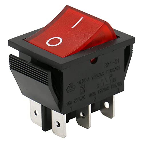 CABLEPELADO Wippschalter, 2 Positionen, 6-Wege-Schalter, 6-poliger Schalter, 6 Klemmen, Ein-Aus-Schalter DPDT, 16 A, 250 VAC, Rot mit LED CABLEPELADO Wippschalter, 2 Positionen, 6-Wege-Schalter, 6-poliger Schalter, 6 Klemmen, Ein-Aus-Schalter DPDT, 16 A, 250 VAC, Rot mit LED von CABLEPELADO