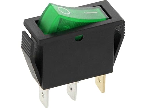 CABLEPELADO Wippschalter, 3-Wege-Schalter, Wippschalter, 3-polig, Ein-/Ausschalter, zweipoliger Schalter, 16 A, 250 VAC, 20 A, 125 VAC, grünes Licht von CABLEPELADO