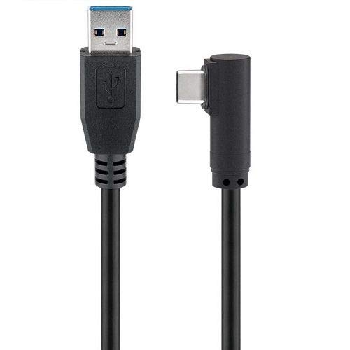 Kabel USB 3.0 Typ A Stecker - USB-C gewinkelt 1 Meter Schwarz von CABLEPELADO